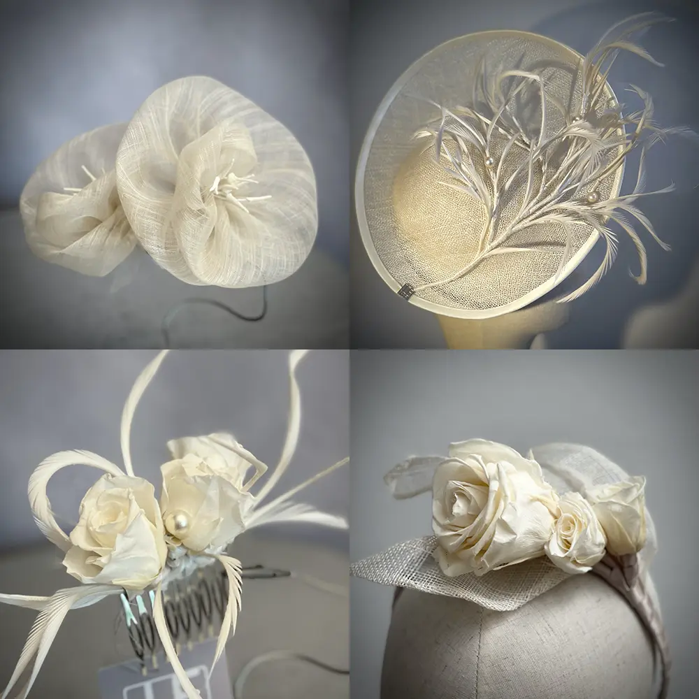 Série de chapeaux avec fleurs et plumes