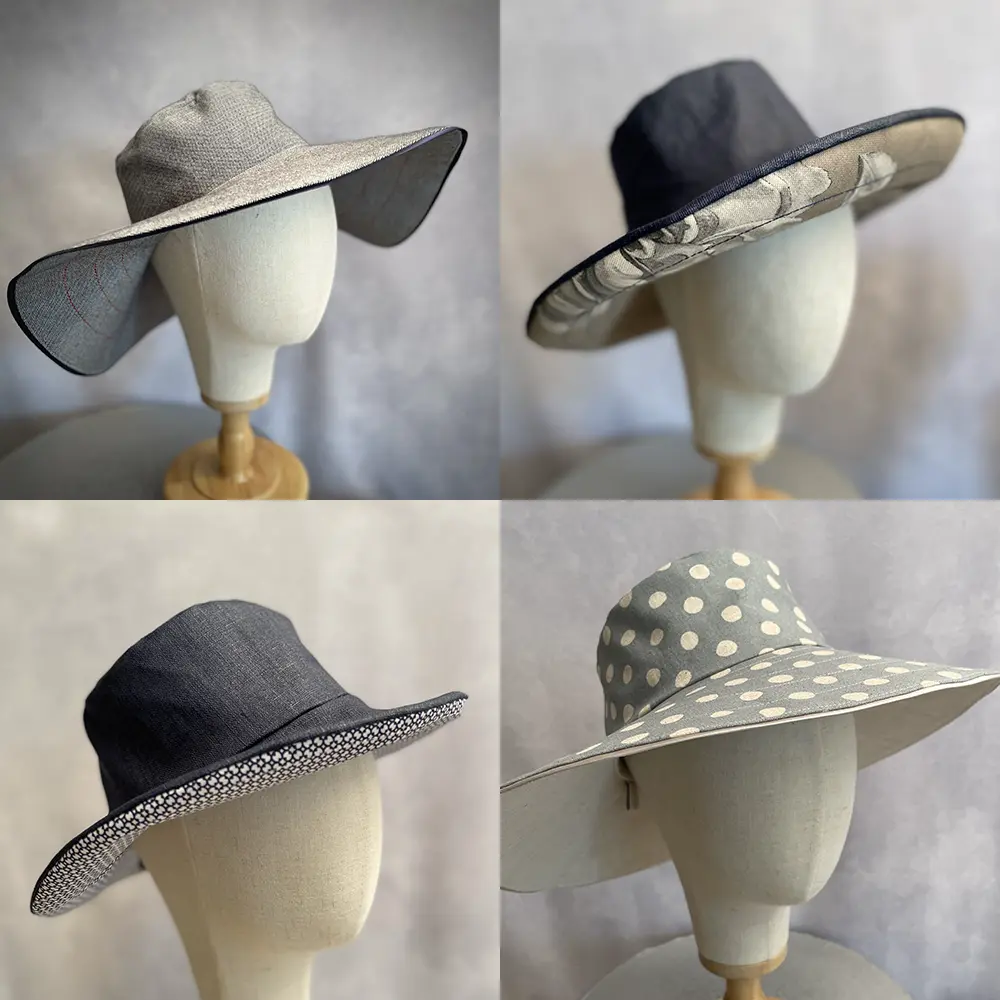Série de chapeaux en tissu bleu marine